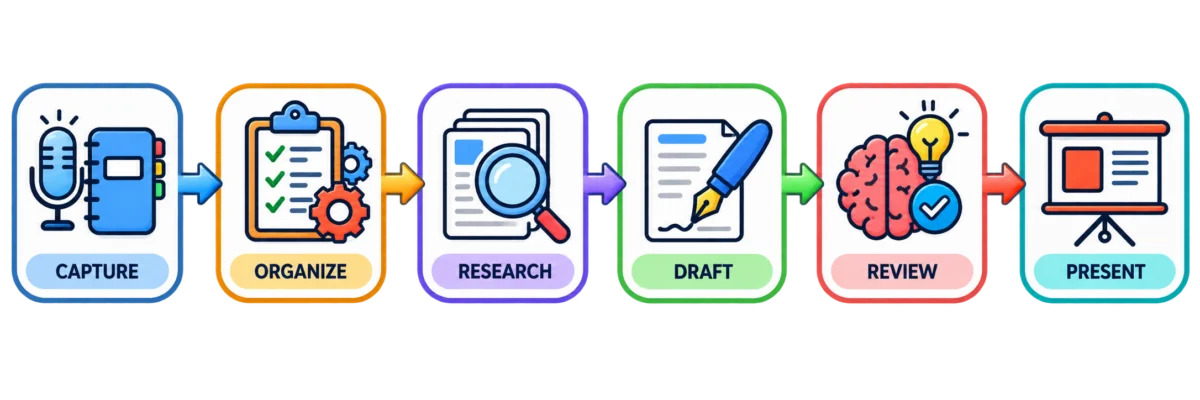How students use AI tools: capture, organize, research, draft, review and present