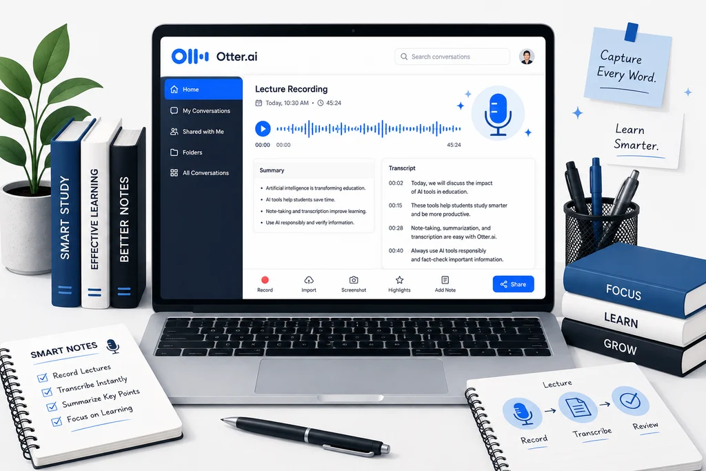 Otter AI lecture transcription and note-taking tool for students