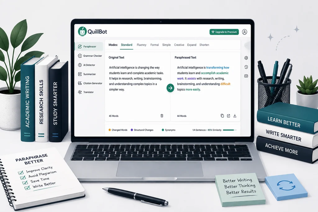 QuillBot AI paraphrasing and writing tool for students