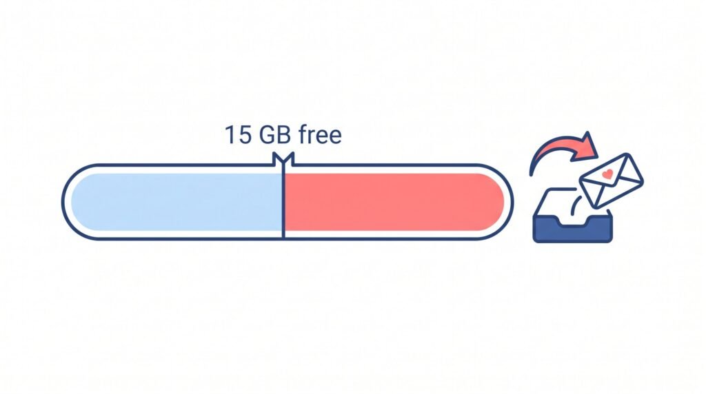 Going over the free 15 GB Google storage limit makes new emails bounce back to the sender
